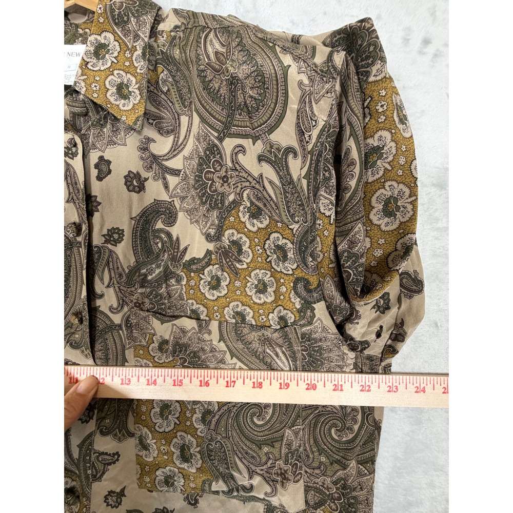 VTG Jones New York 100% Silk Blouse Skirt Brown Paisley 100% Silk 2 Piece Set - Picture 6 of 16